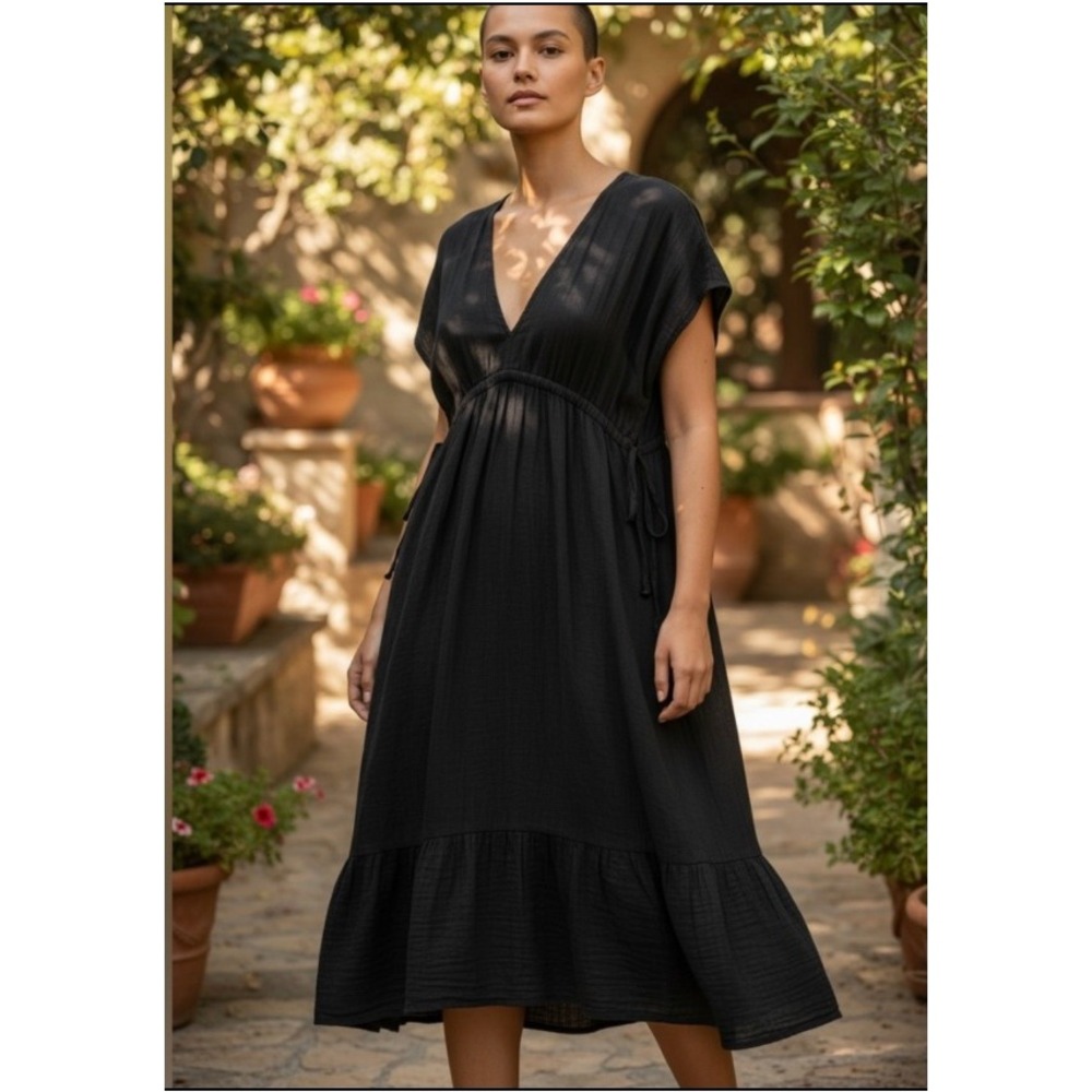 IRO Mid Length Side‎ Tie Kaftan 34 (2) Black